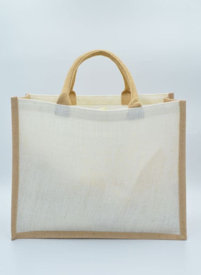 Fatio Set of 10 Eco-Friendly Cream/Natural Jute Bags with Lamination – Reusable and Durable Tote Bags - Image 2